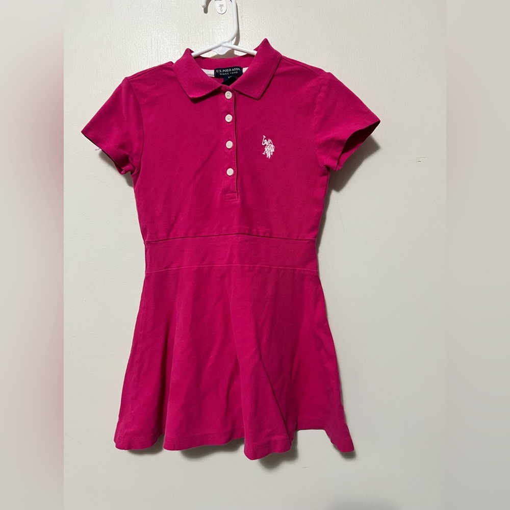 US POLO ASSN. Tennis Dress Girls XS 5/6 Pink Collared Short Sleeve Sporty Dress
